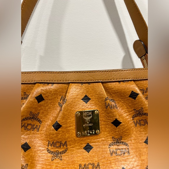 MCM Cognac Visetos Coated Canvas and Leather Shoulder Bag - Picture 3 of 16